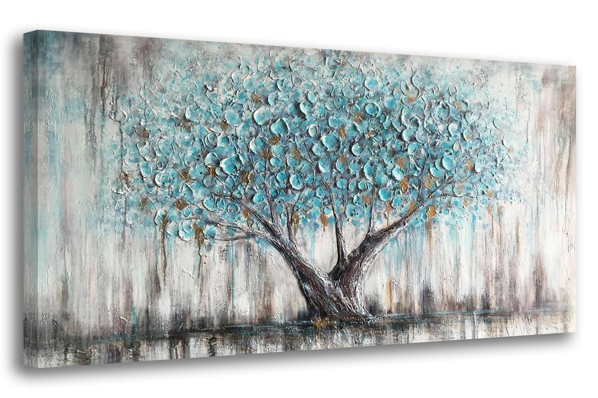 Arjun front view of canvas showing teal tree and panoramic landscape benefit focal impact