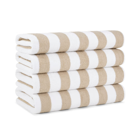 Arkwright beach towel pack front view shows cabana stripes and generous size benefit