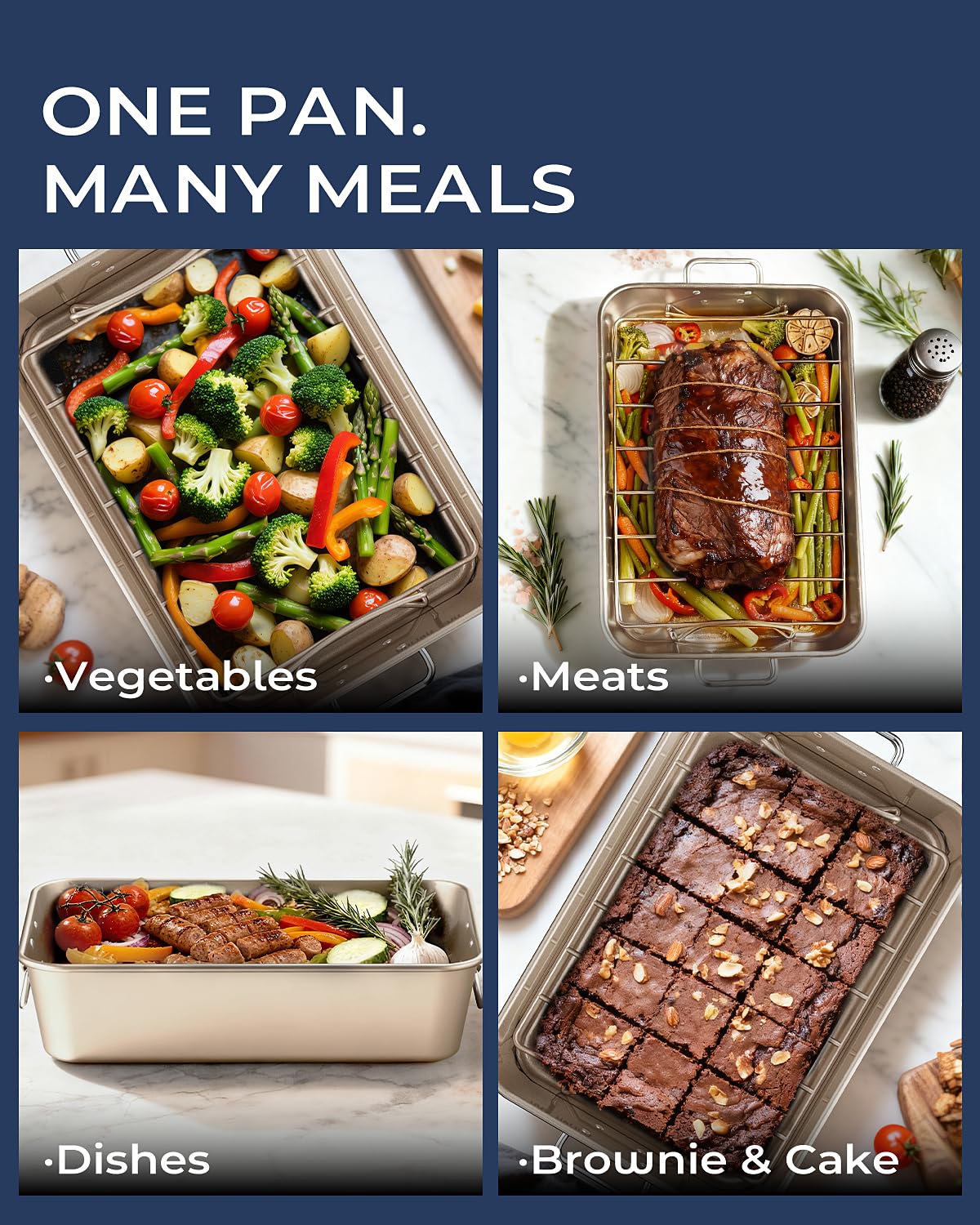 Armorbear flat rack holding roasted vegetables for better fat drainage
