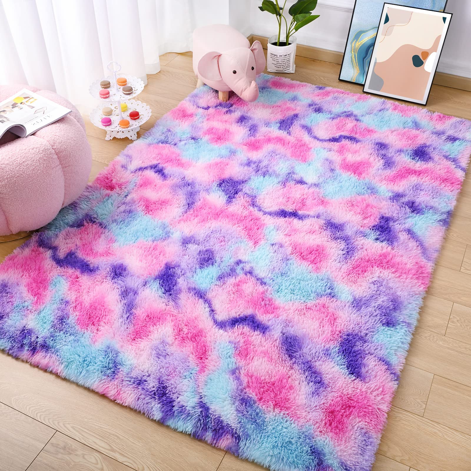 AROGAN rug styled in a child's bedroom creating a cheerful play area