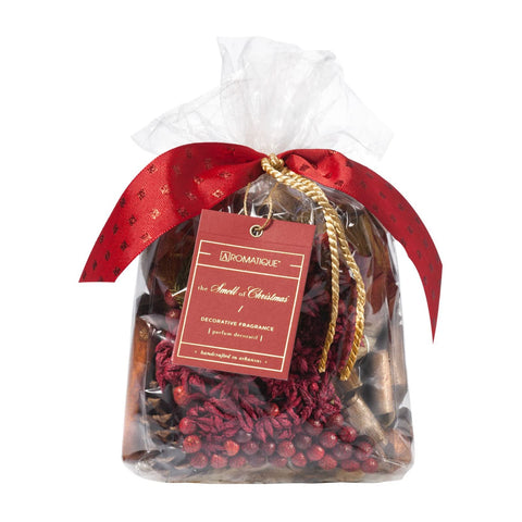 Aromatique front packaging of The Smell of Christmas potpourri shows festive 14 oz bag, perfect for gifting