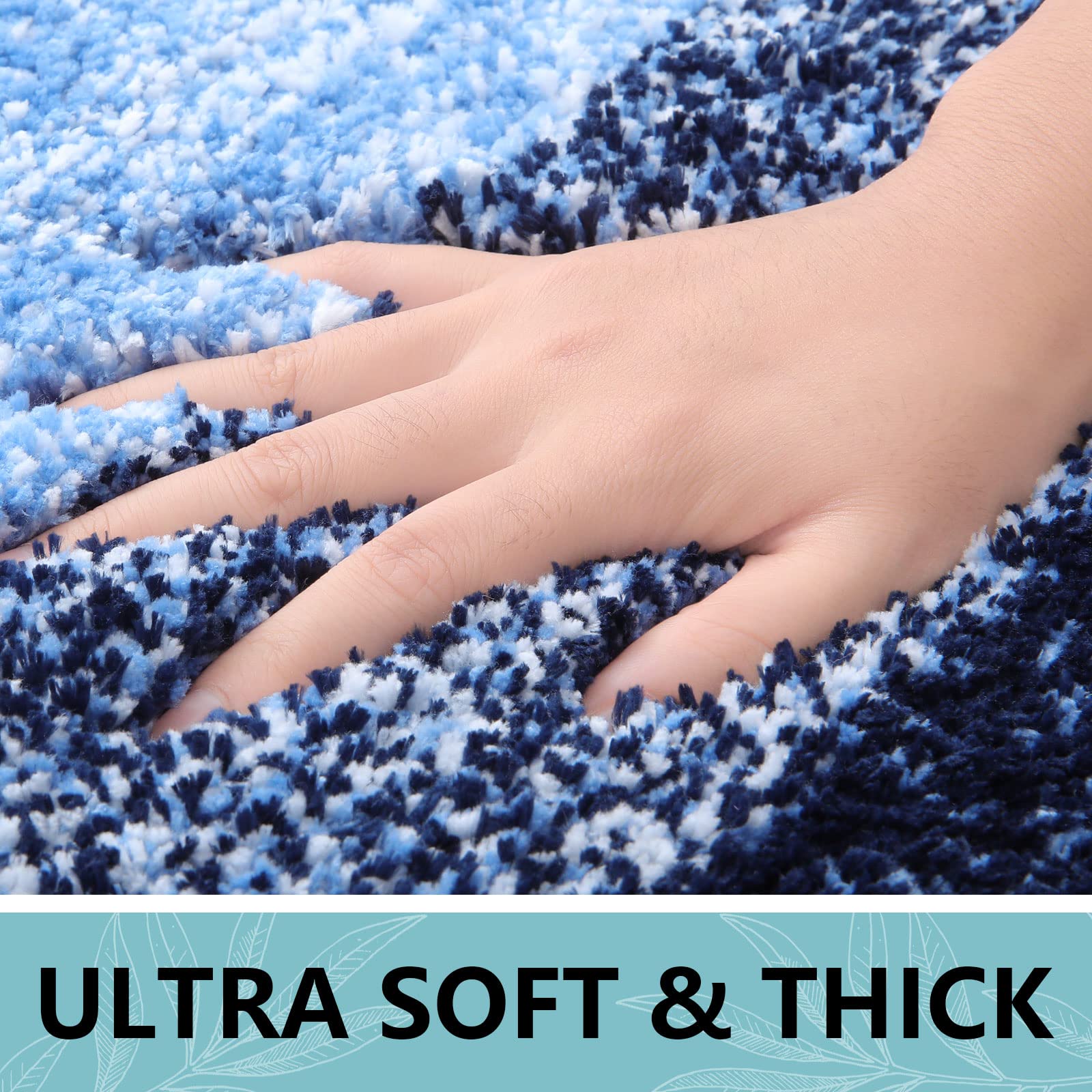 Arotive rug styled beside shower adding absorbency and modern accent