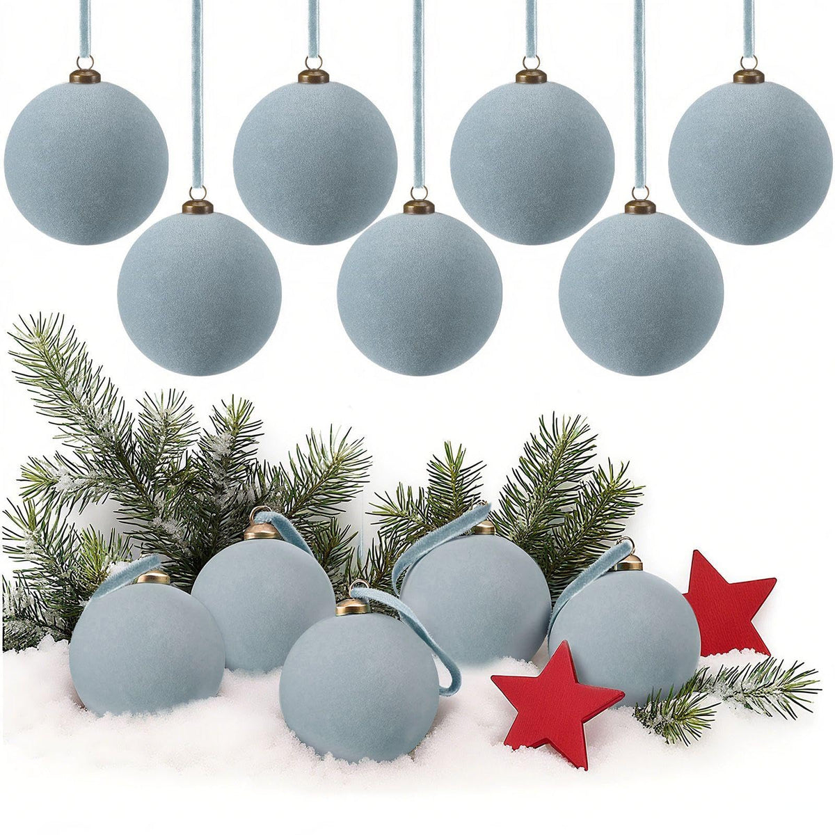 Arrowbash front packaging showing 32 dusty blue velvet balls and quantity benefit