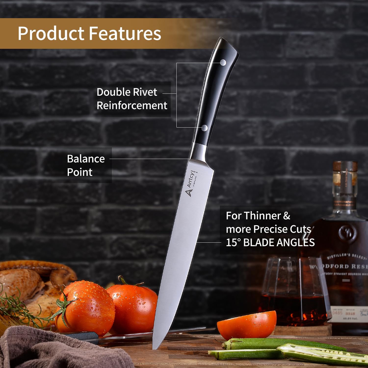 Arrtcy fork prongs detail providing secure meat stabilization benefit