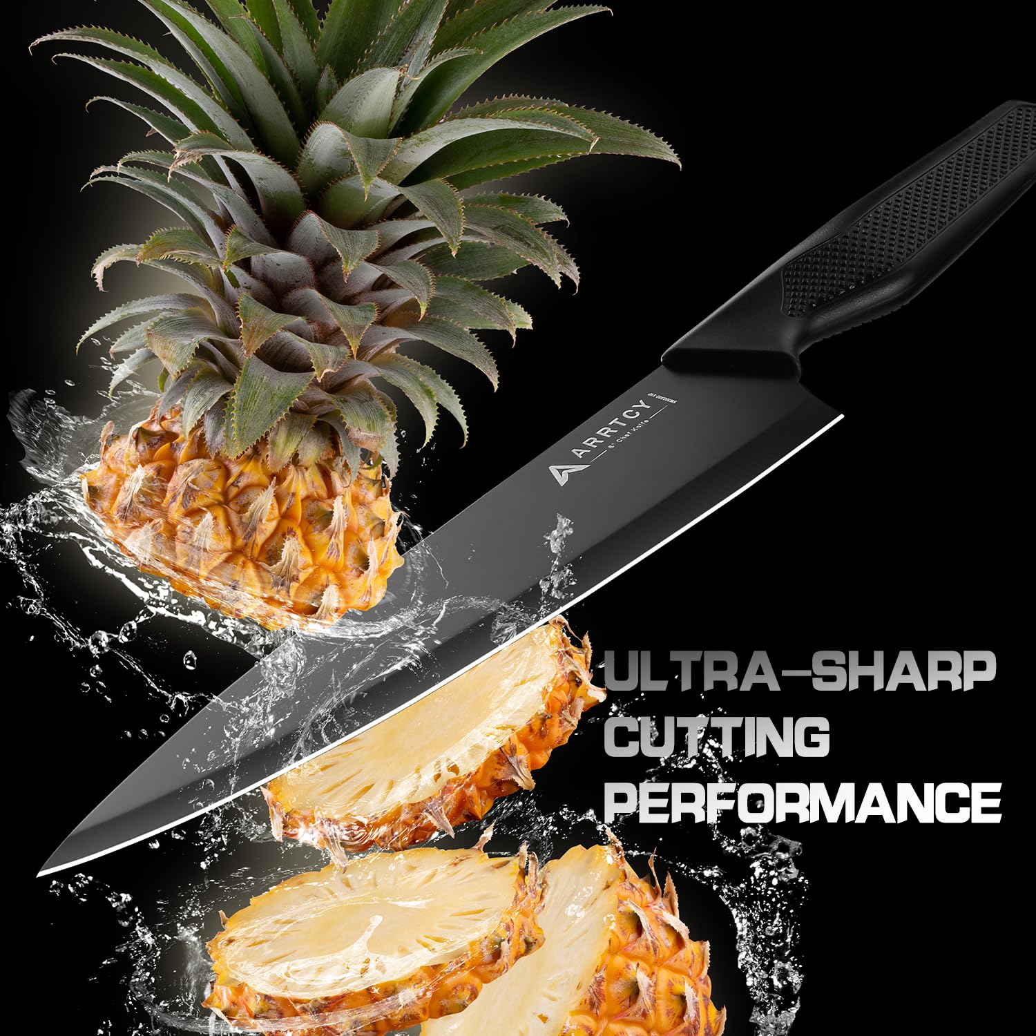 Arrtcy in use slicing tomato to show clean cuts and effortless prep benefit