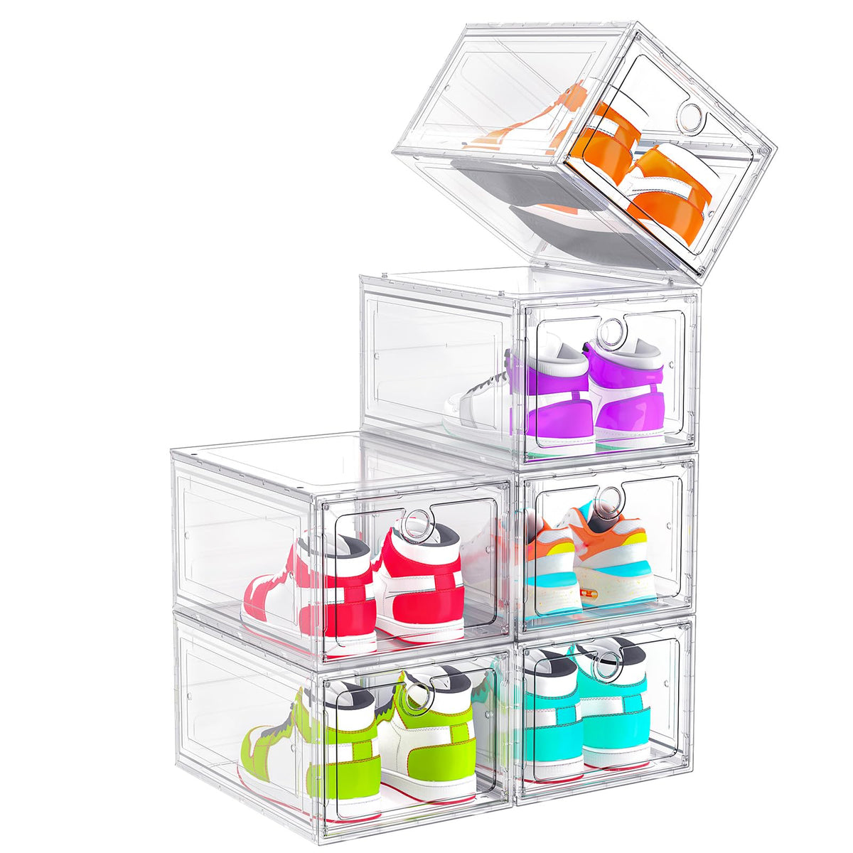 ARSTPEOE front view of clear shoe box showing pair visibility and quick selection