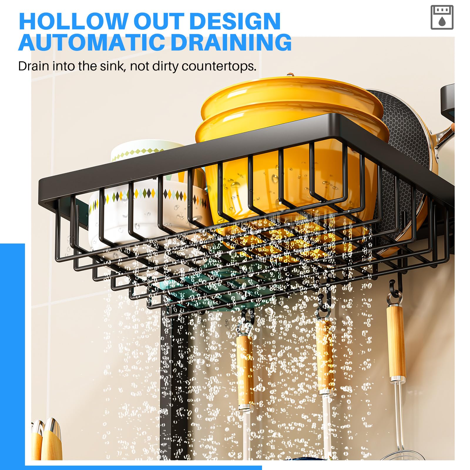 ARSTPEOE rack in use with plates and glasses illustrating efficient drying and drainage