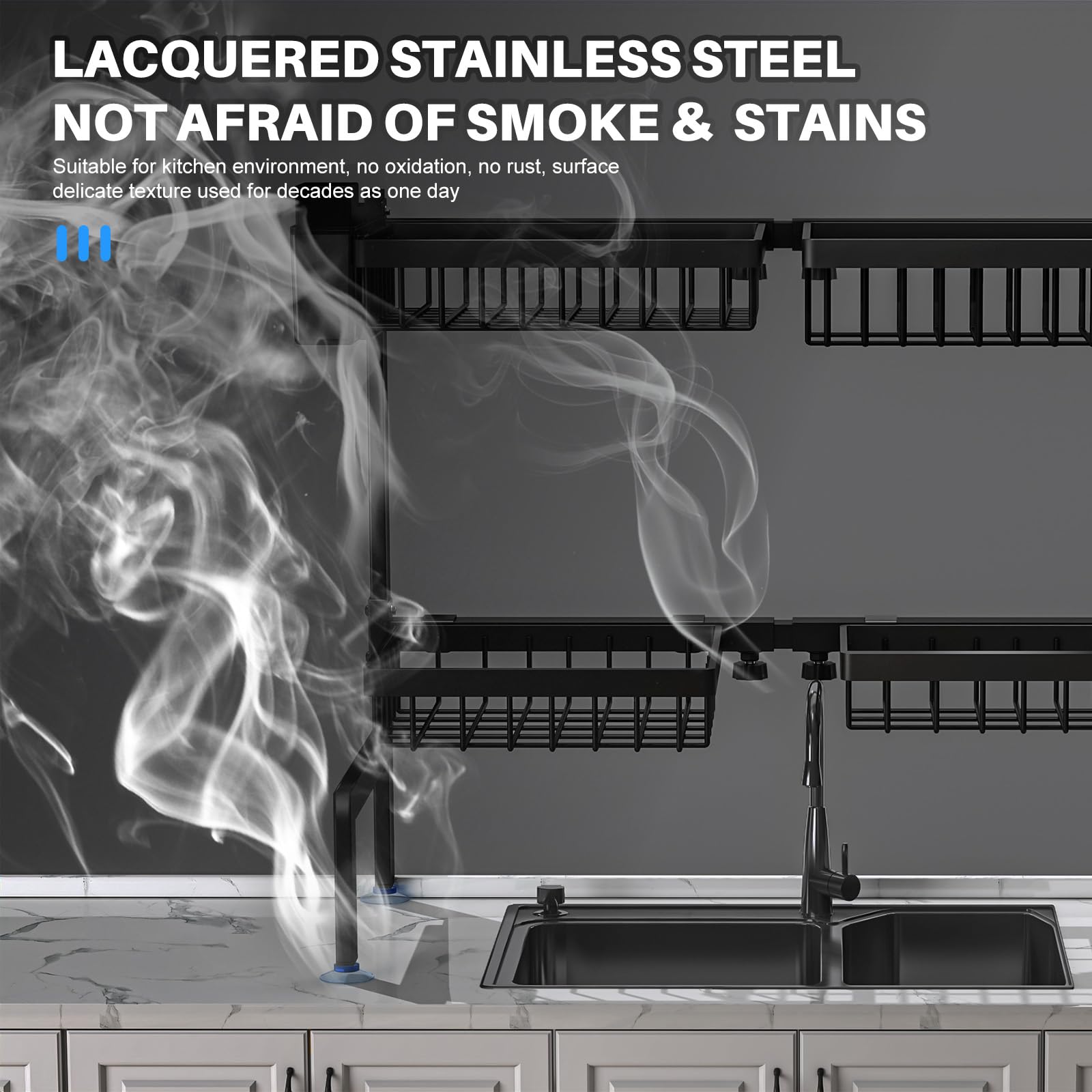 ARSTPEOE lifestyle kitchen setting of rack conveying tidy counters and improved workflow