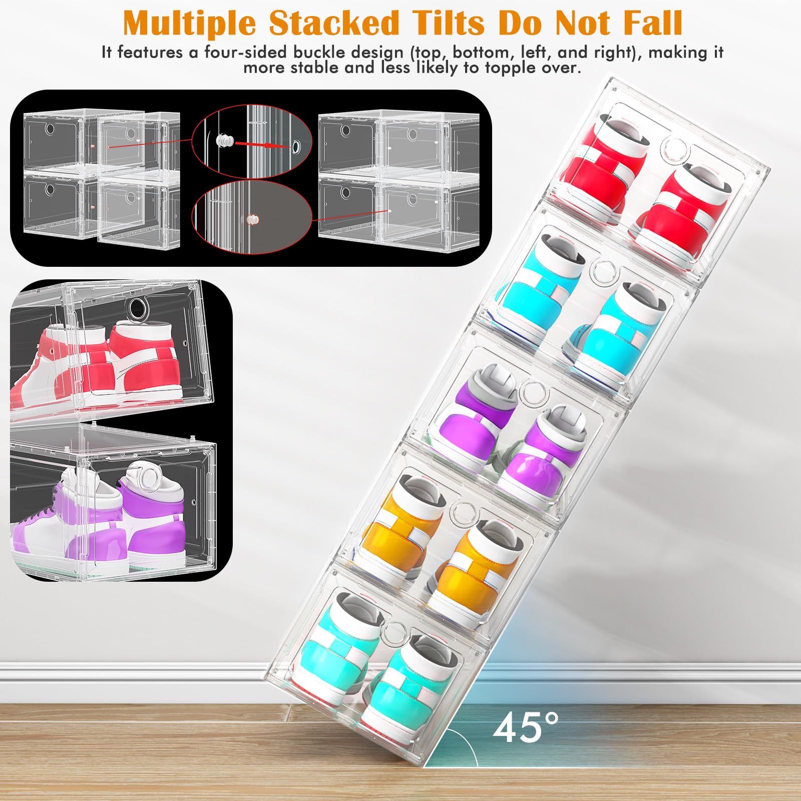 ARSTPEOE stacked boxes in closet demonstrating stable stacking and space savings