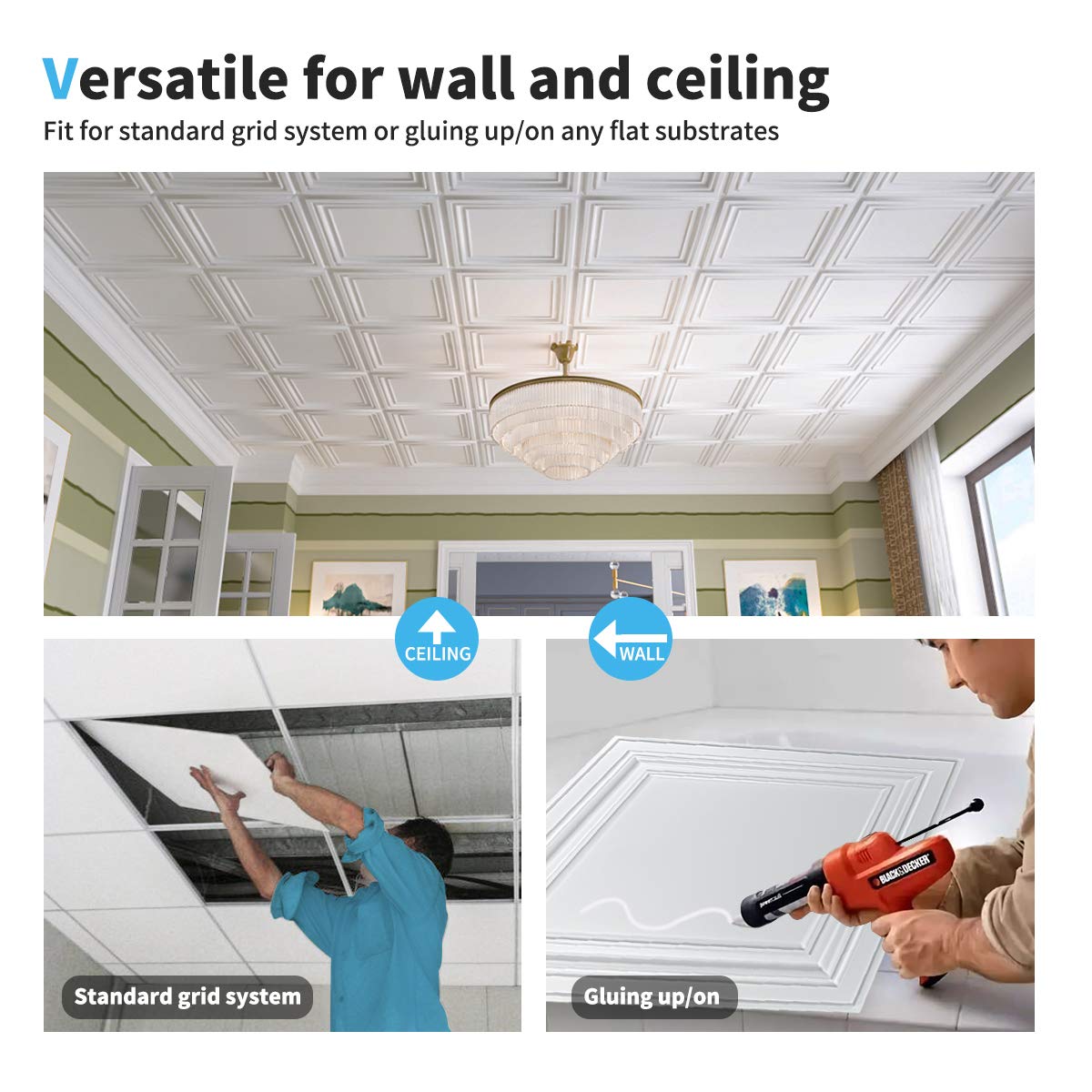 Art3d installed ceiling in bathroom demonstrating moisture-resistant benefit