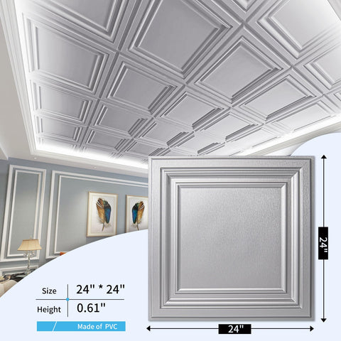 Art3d tile in drop ceiling grid showing quick drop-in installation benefit