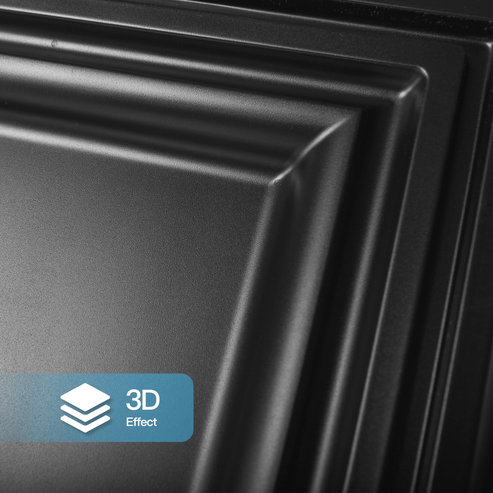 Art3d ceiling installed in media room showing bold black texture enhancing ambiance
