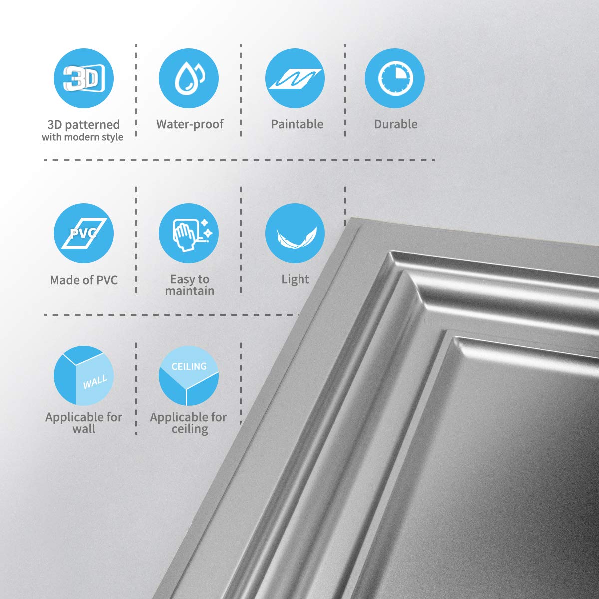 Art3d panel beside ruler showing 24 by 24 inch size and scale benefit