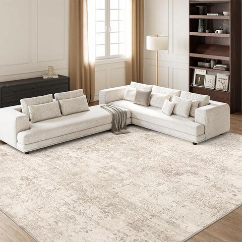 Art&Tuft front view of 8x10 beige abstract rug showing versatile styling