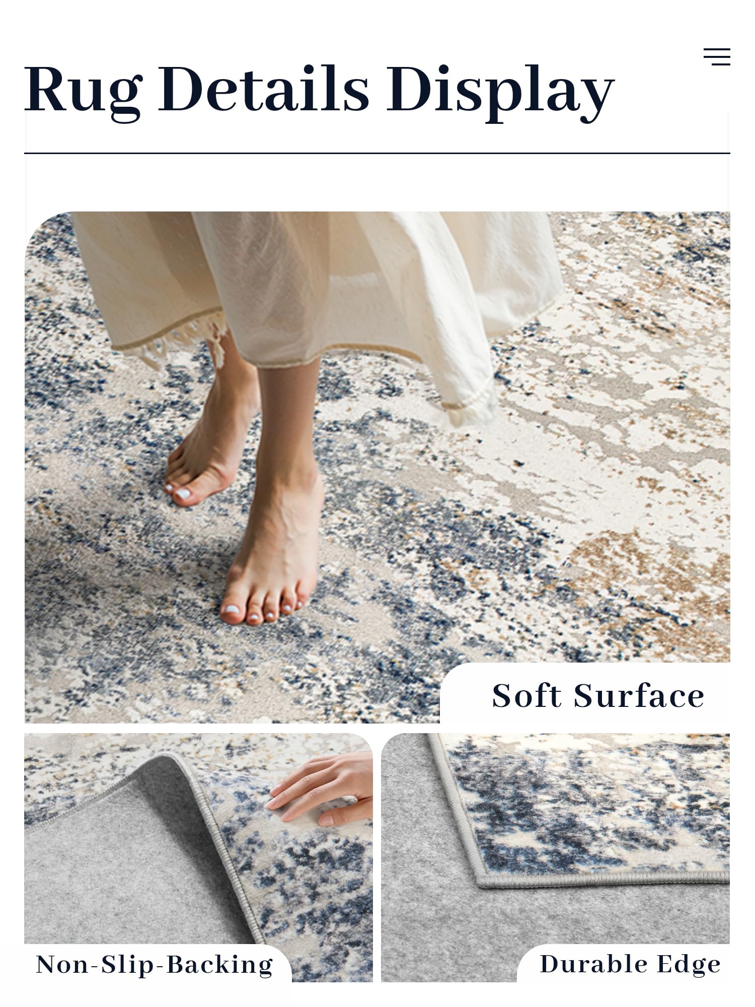 Art&Tuft rug beside sofa showing scale and fitting for typical furniture layouts