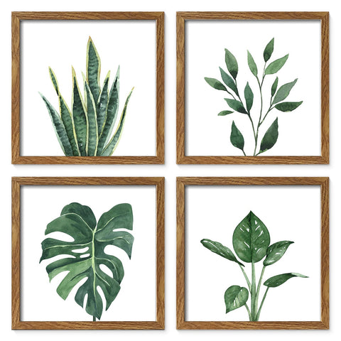 ArtbyHannah framed front view showcasing walnut frame and balanced botanical set benefit: cohesive focal point