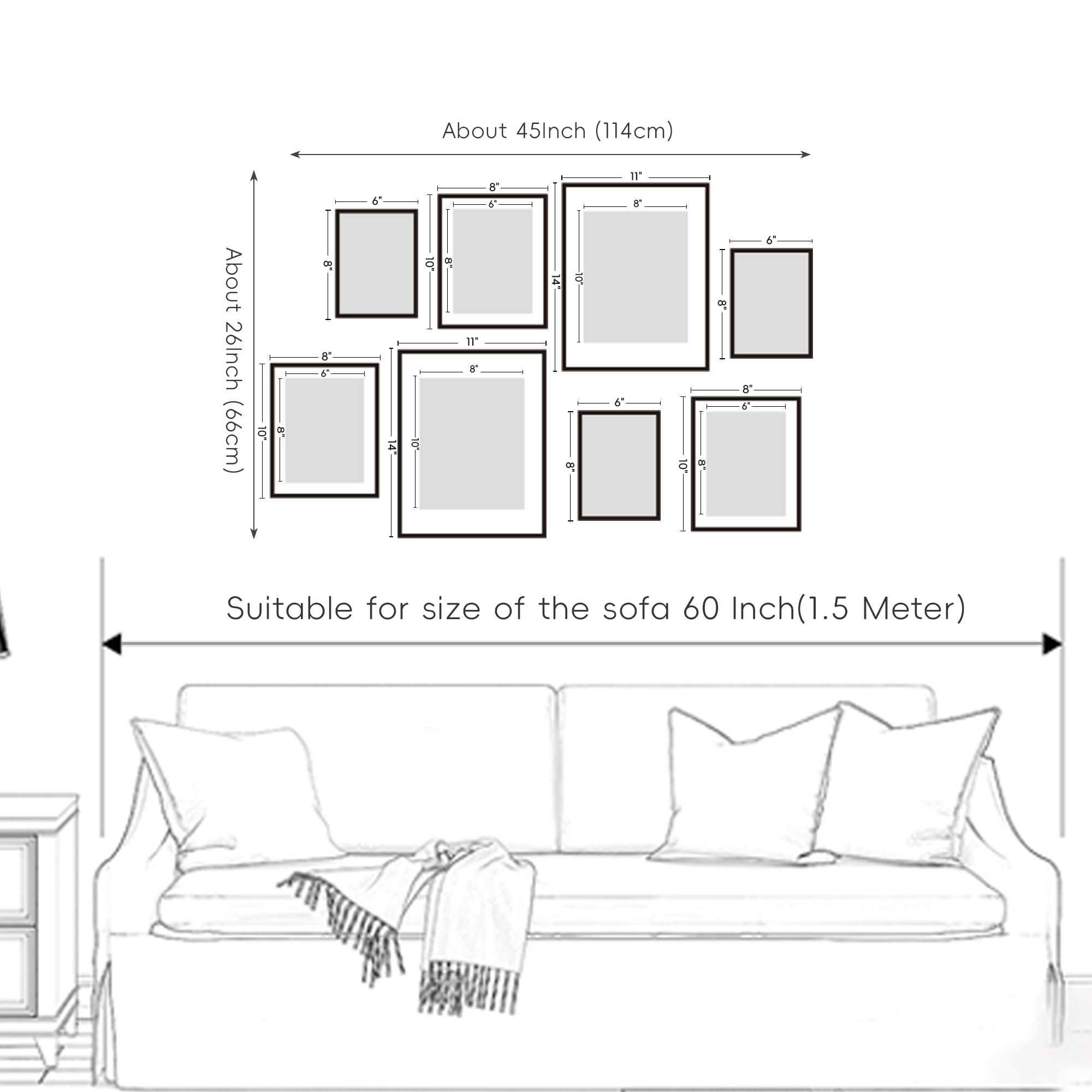 ArtbyHannah layout comparison showing included sizes for easy gallery planning