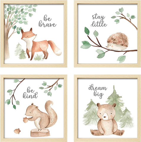 ArtbyHannah front view of four framed woodland prints showing coordinated gallery