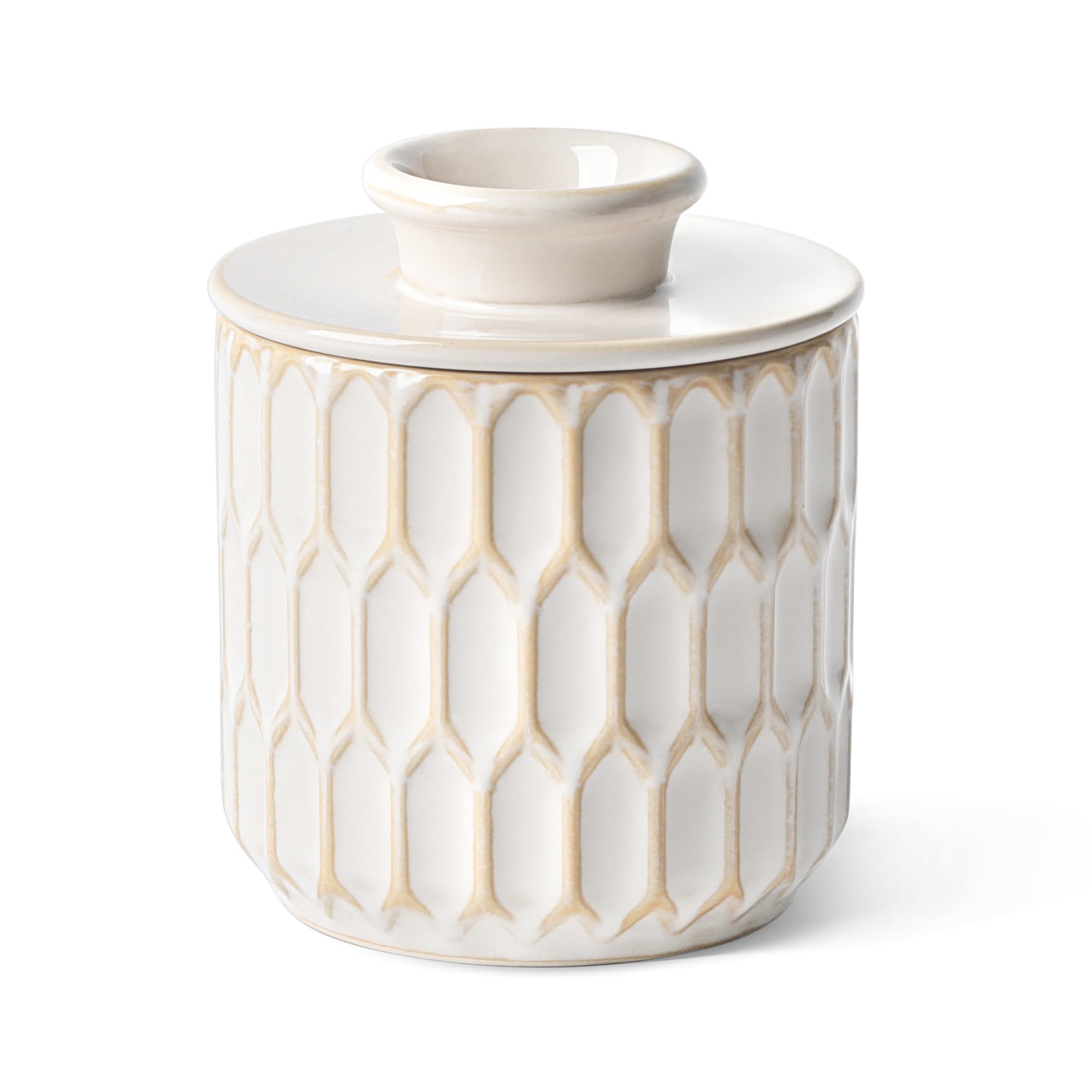 ArteBake front view of beige butter crock showing elegant tableware benefit