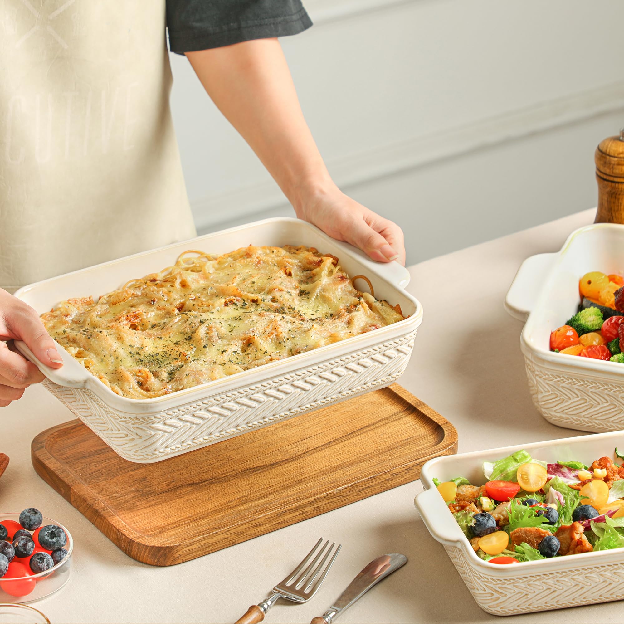 ArteBake stacked dishes saving cabinet space, compact storage benefit