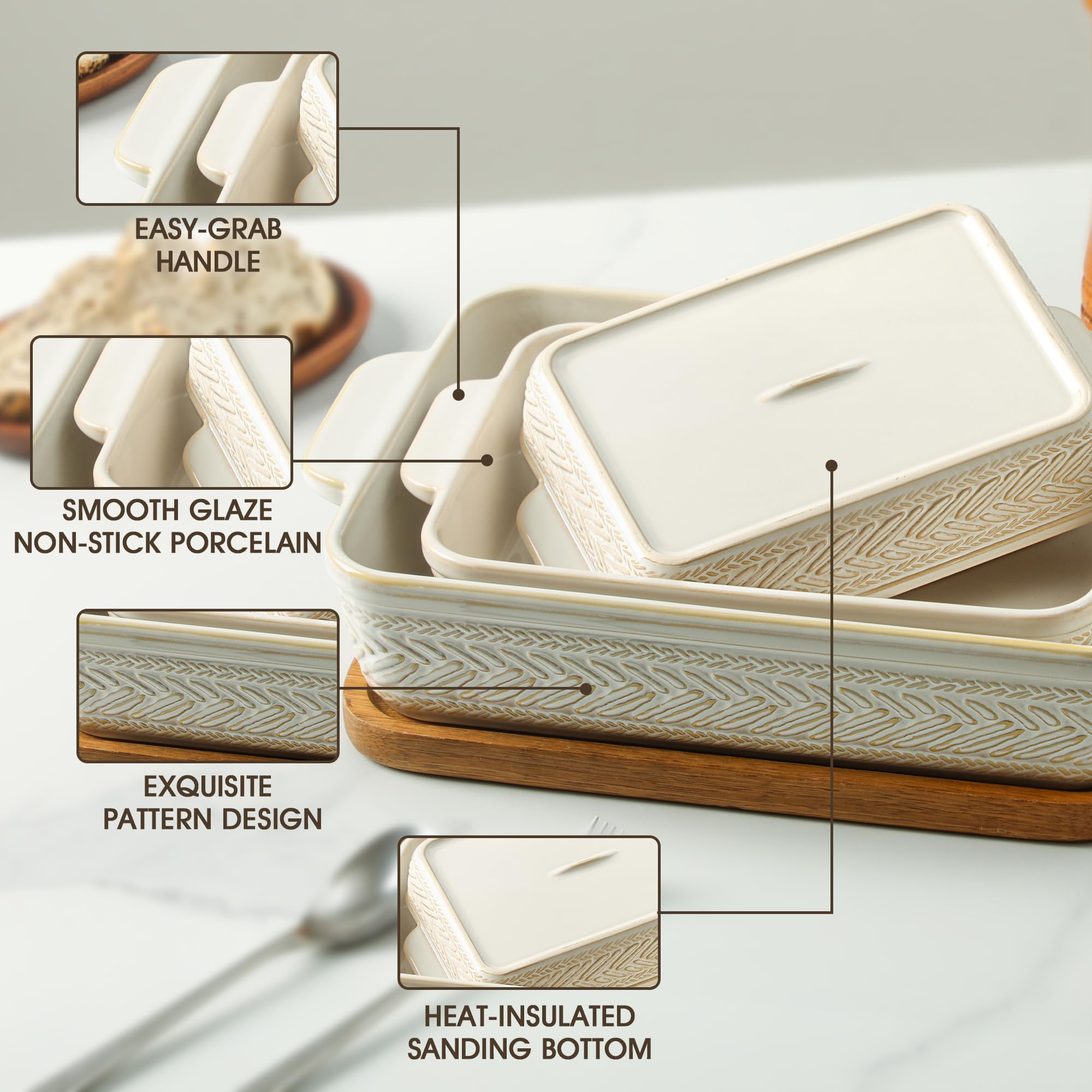 ArteBake side handle detail showing secure grip for oven-to-table safety