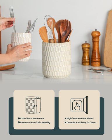 ArteBake small crock storing coffee pods offers countertop organization benefit