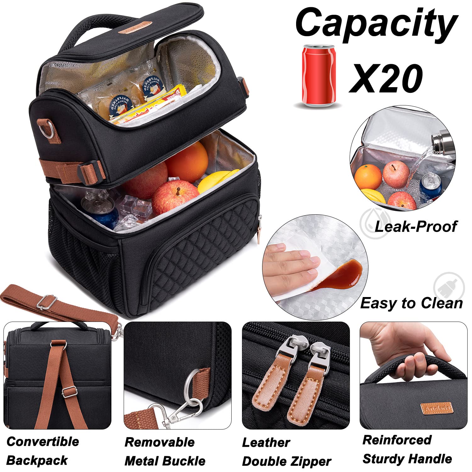 Artelaris front zip pocket with phone and utensils showing secure storage benefit