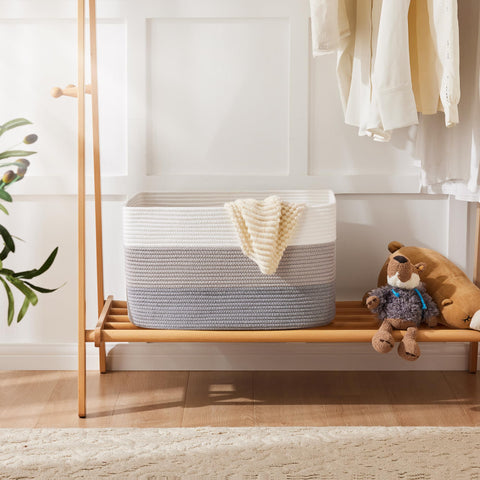 Artfeel basket in nursery organizing toys and blankets for clean, calm space