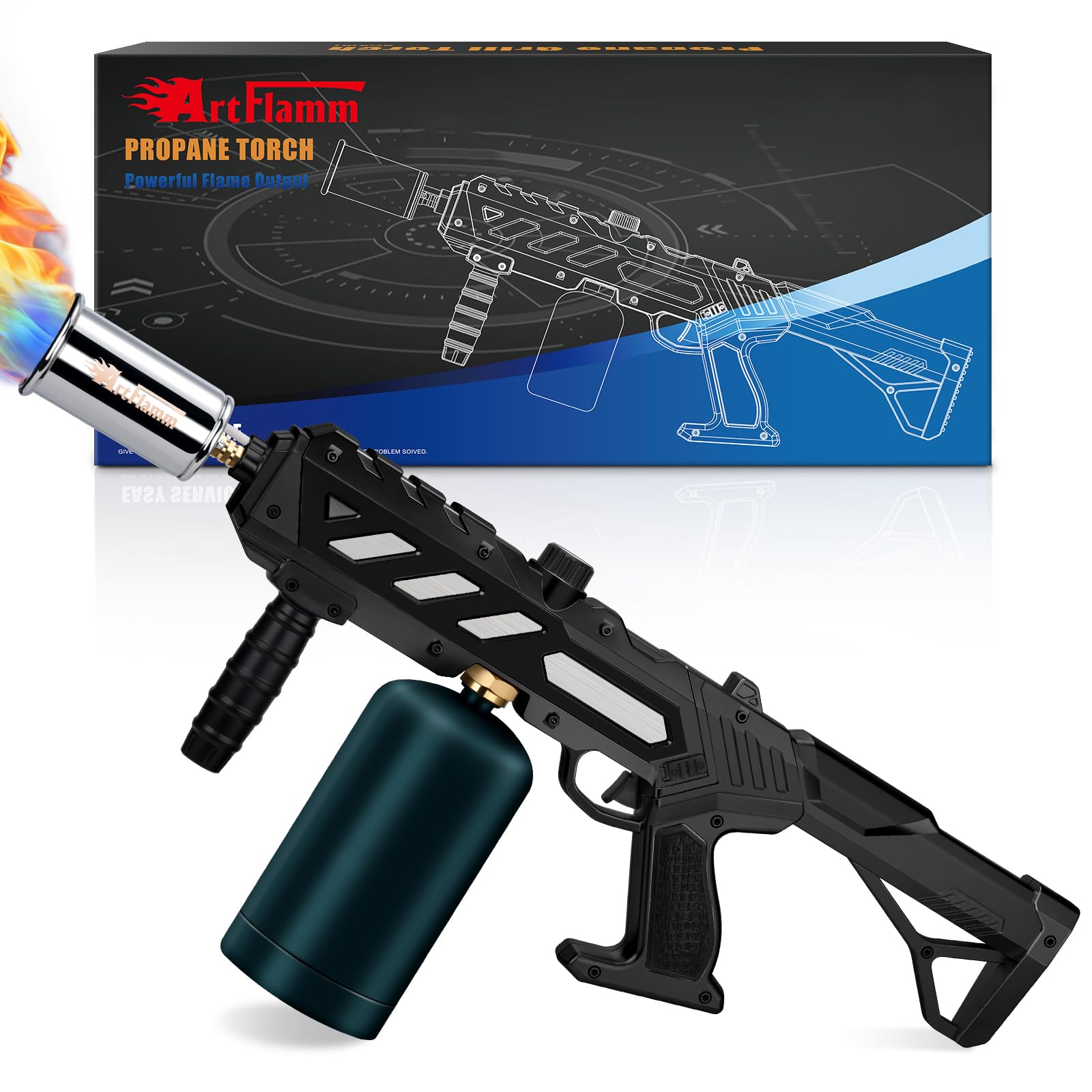 ARTFLAMM front view of torch gun showing durable build and control benefits