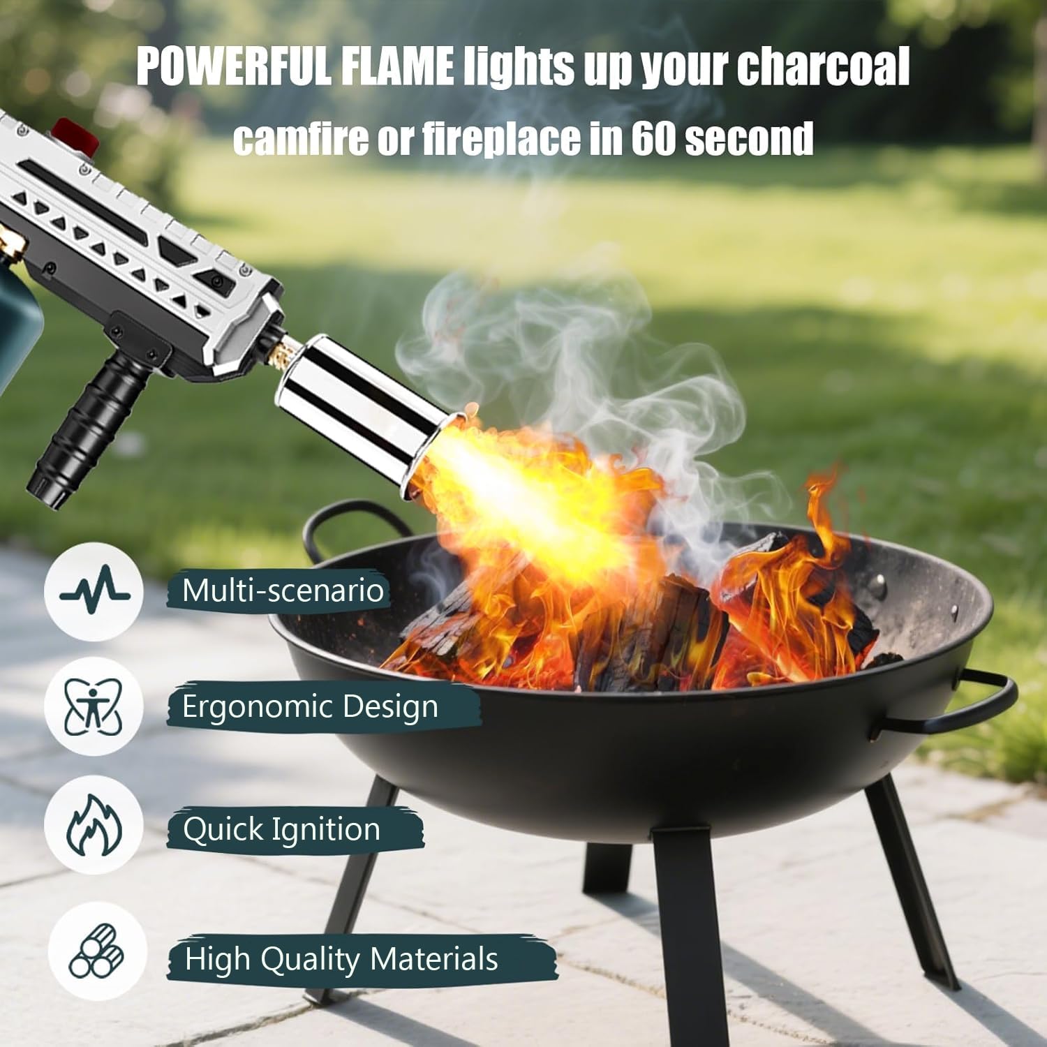 ARTFLAMM handle closeup highlighting ergonomic grip and safe control