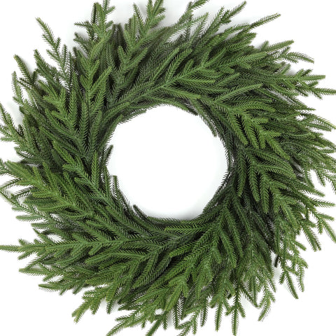 Artgar 26 inch pine wreath on a front door showing welcoming entrance