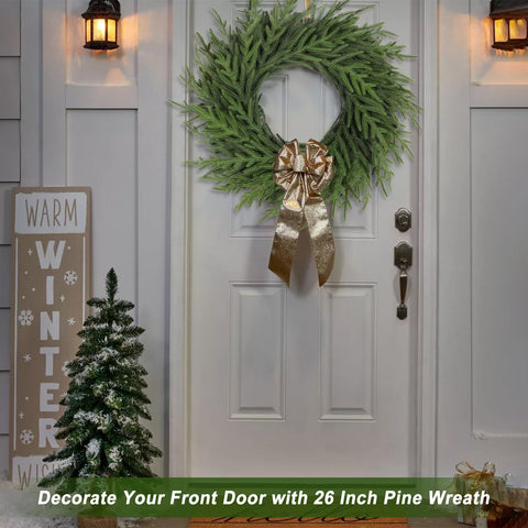 Artgar wreath displayed on mantel adding classic holiday warmth