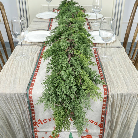 Artgar garland front view showing full 9 ft greenery and realistic cypress look