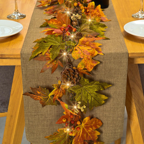 Artgar garland front display showing full 6 ft length and warm glow benefit
