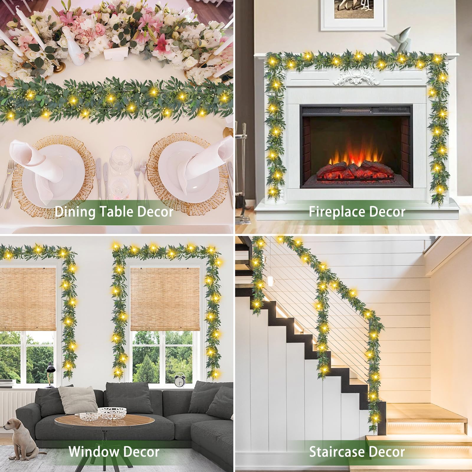 Artgar garland white daisies and berries detail adds decorative contrast benefit