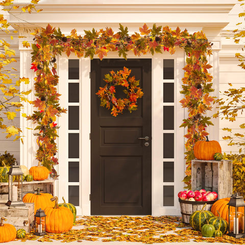 Artgar garland draped on banister showing size and styling flexibility benefit