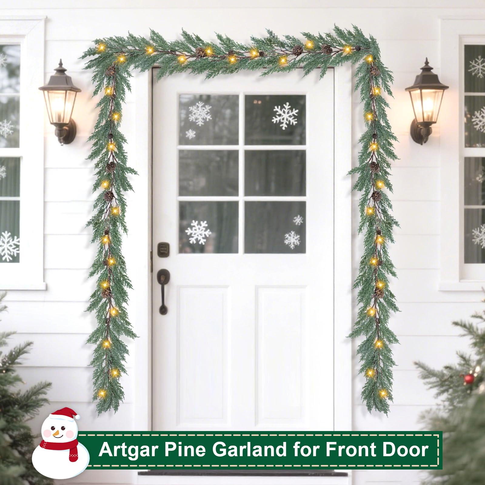 Artgar garland lit at night with warm LEDs creating cozy ambiance for holidays