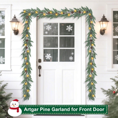 Artgar garland lit at night with warm LEDs creating cozy ambiance for holidays