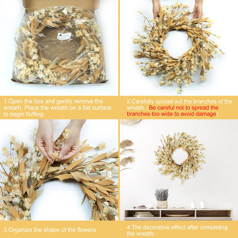 Artgar wreath tightly packed in 12-inch box for safe shipping and easy setup