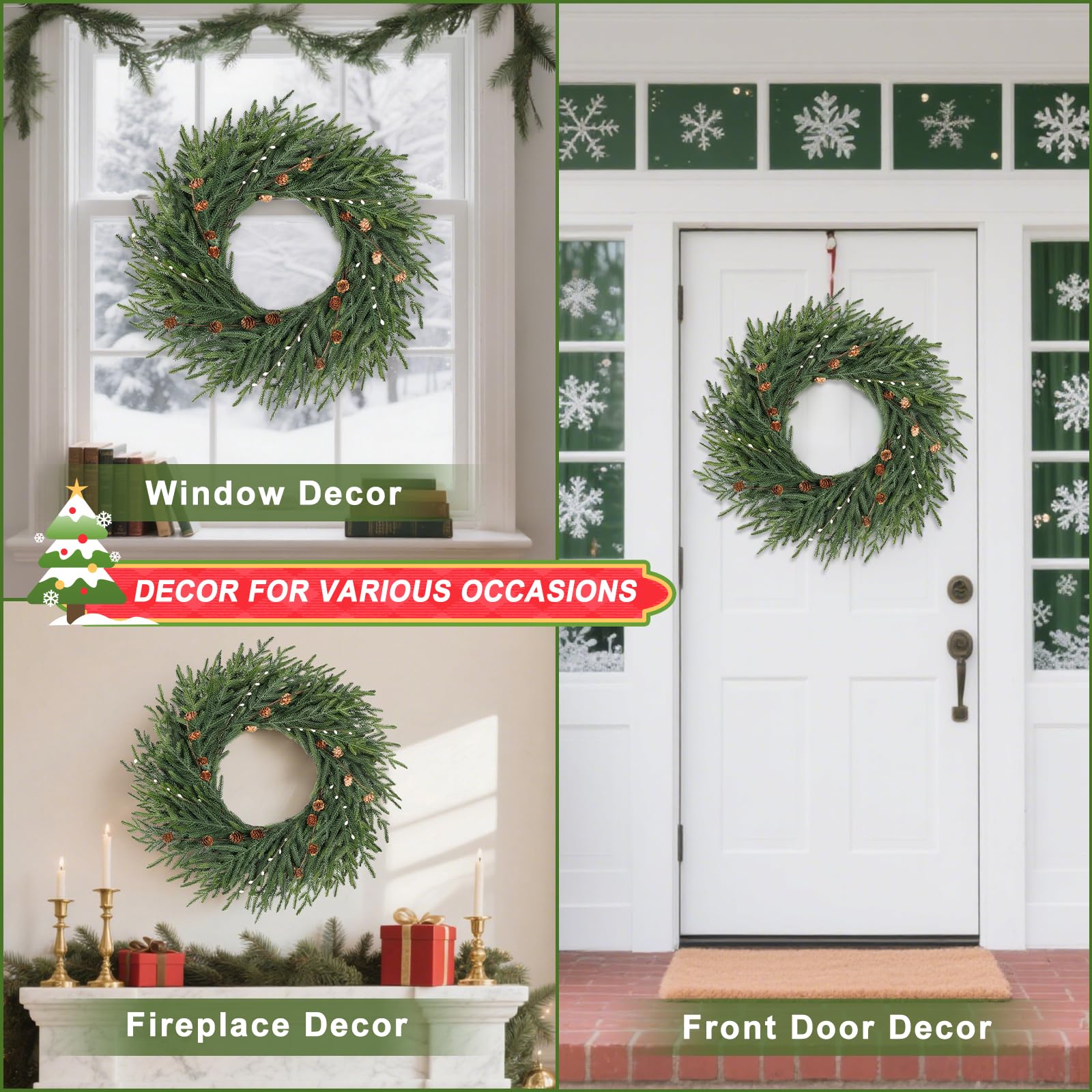 Artgar wreath size comparison against door to demonstrate 26 inch scale