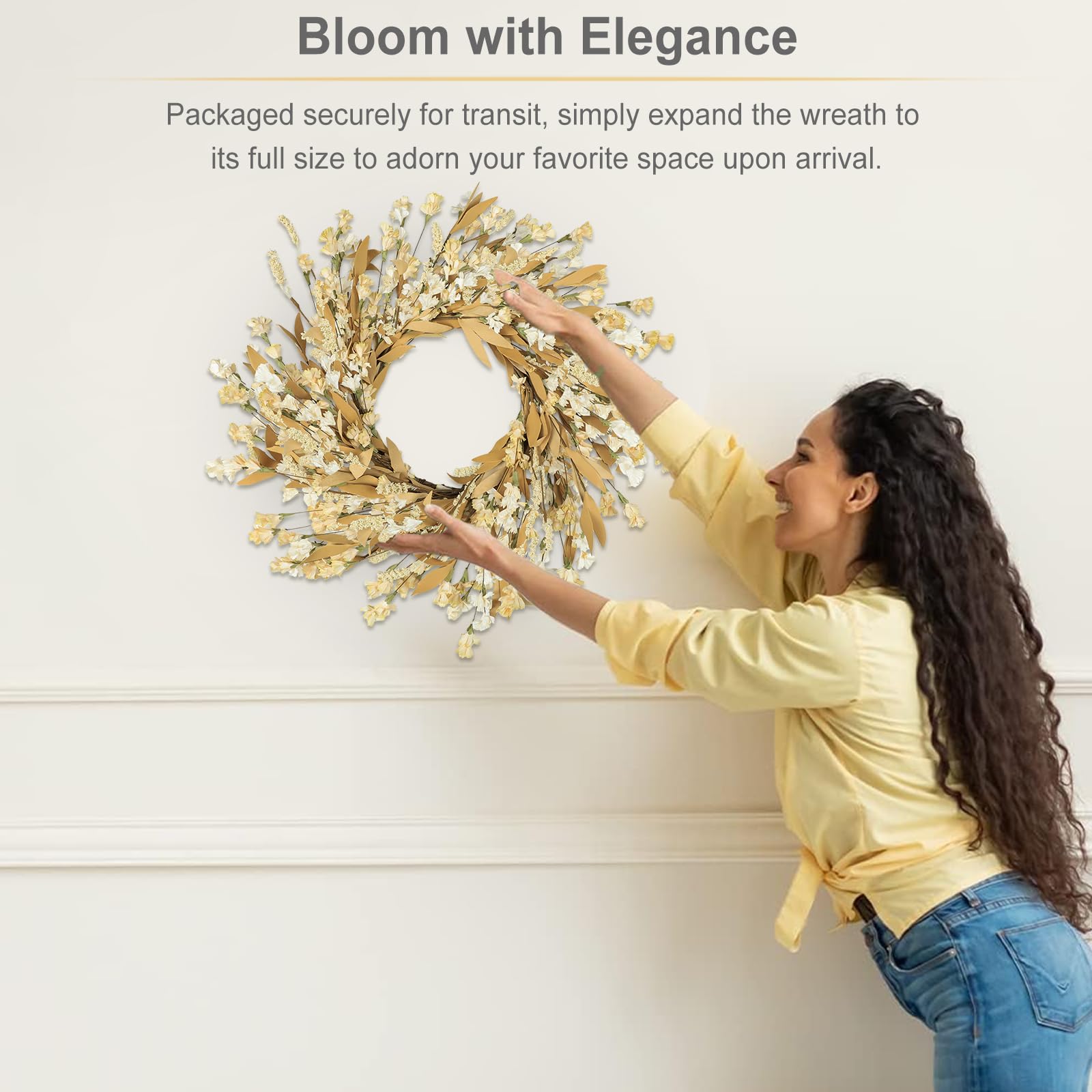 Artgar wreath shown on a standard door illustrating true 24-inch size proportion