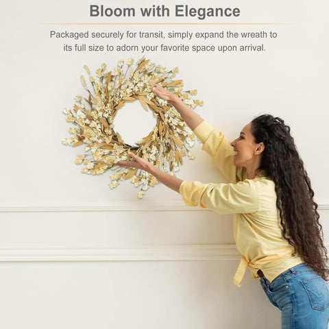 Artgar wreath shown on a standard door illustrating true 24-inch size proportion