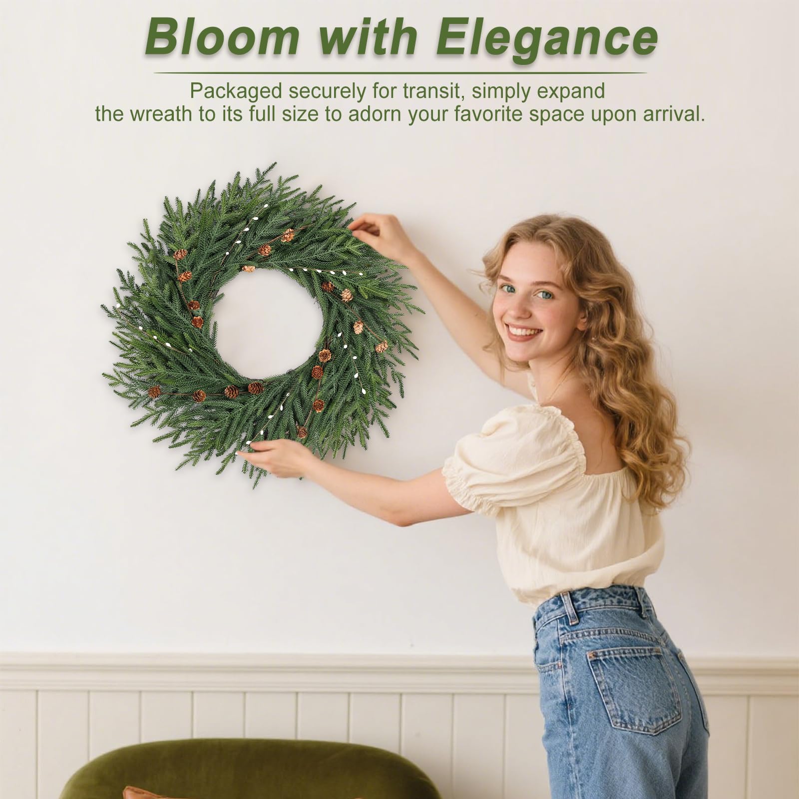 Artgar wreath decorated with ribbon and ornaments for effortless customization