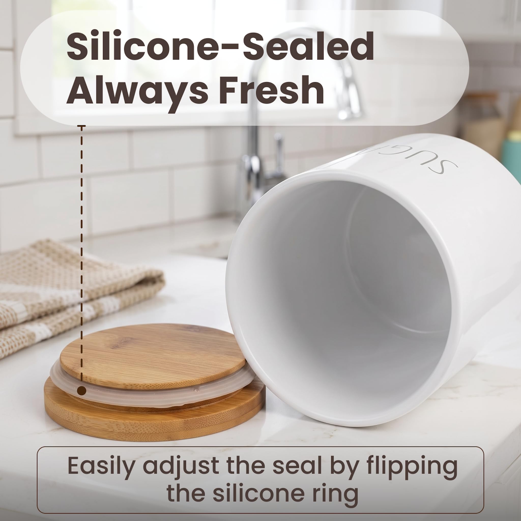 ARTHAUSEN canister on kitchen counter illustrating accessible storage and tidy countertop