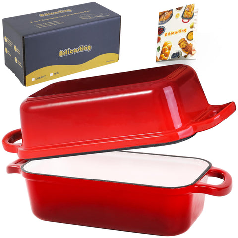 Articasting front view of boxed loaf pan showing gift-ready packaging and quality