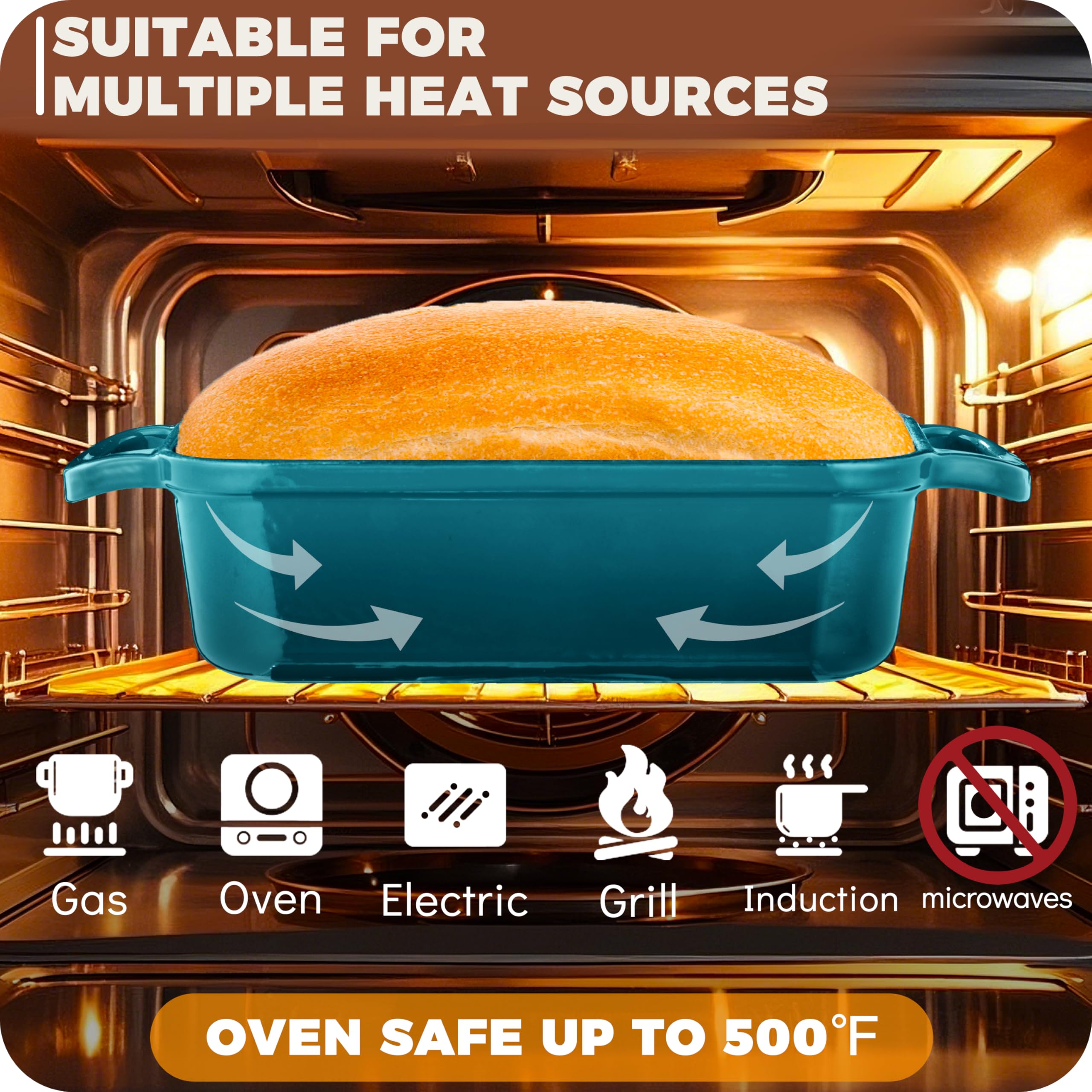 Articasting loaf pan on grill and stovetop illustrating versatile cooking surfaces
