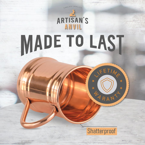 Artisan's Anvil interior close-up showing unlined pure copper for authentic cocktail interaction