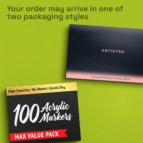ARTISTRO opened package with neatly organized pens ready for crafting
