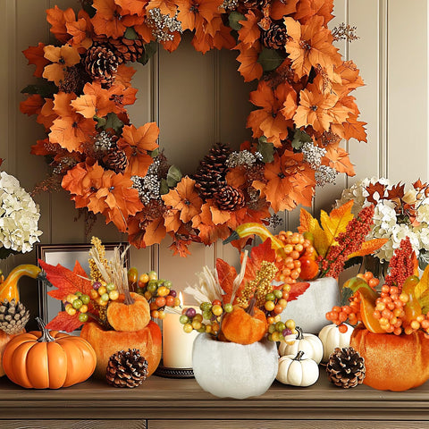 Artmag pumpkins arranged on dining table, elevates Thanksgiving setting