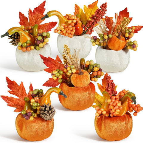 Artmag front view of six pumpkins, ready-to-display autumn decor